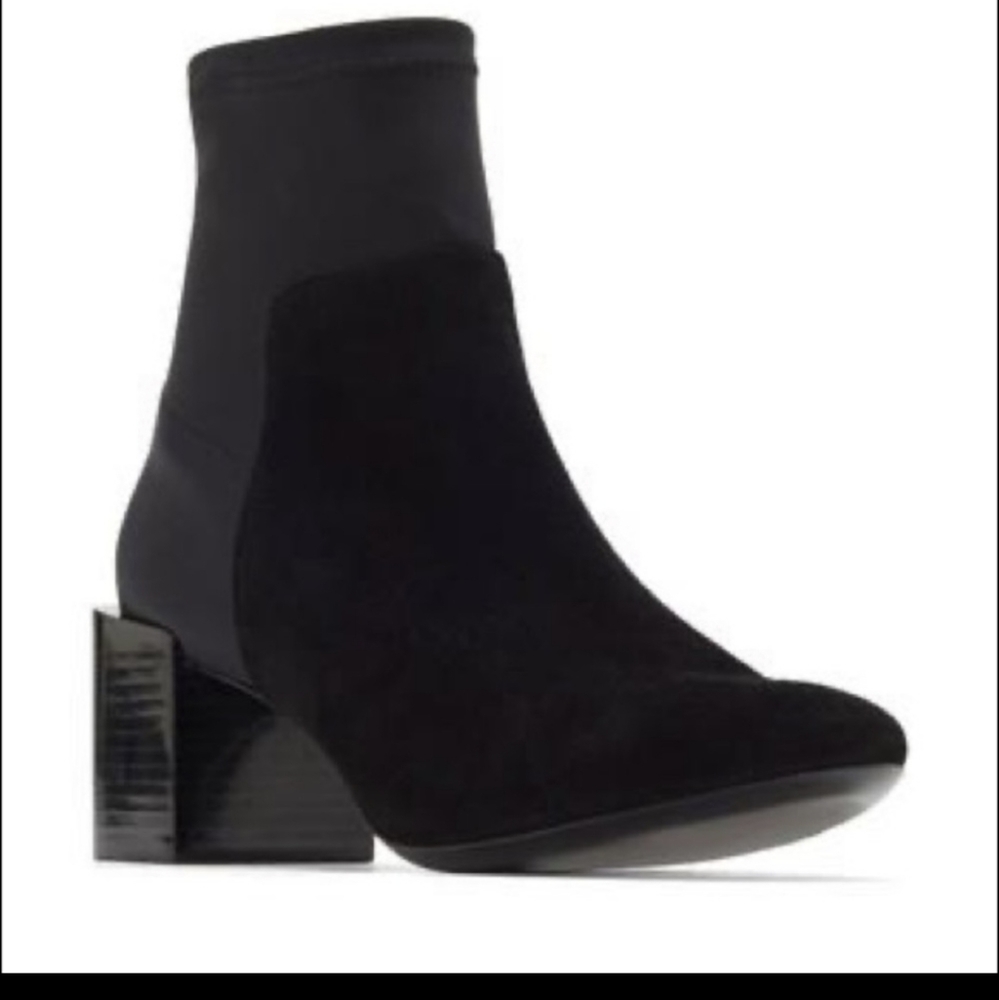 NWB MERCEDES CASTILLO black suede & neoprene booties